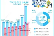 Vốn FDI đăng ký vào Việt Nam 6 tháng đầu năm tăng 6,1%