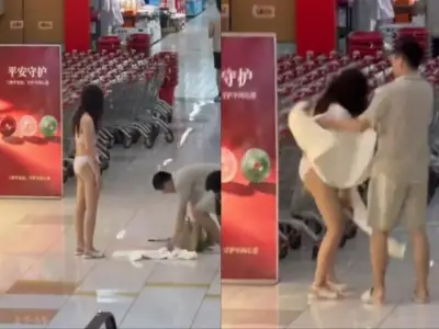 Cô gái cởi đồ giữa trung tâm thương mại sau khi cãi nhau với bạn trai