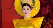 Thúy Tiên tái xuất với áo dài NTK Nhung Cao tại Global Fashion Week